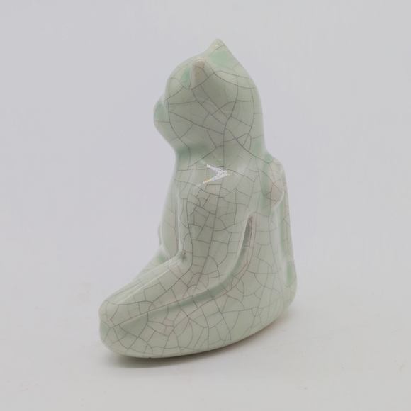 Venice Clay Gary Steinborn Zen Cat Ceramic Sculpture Crackle - Picture 3 of 6